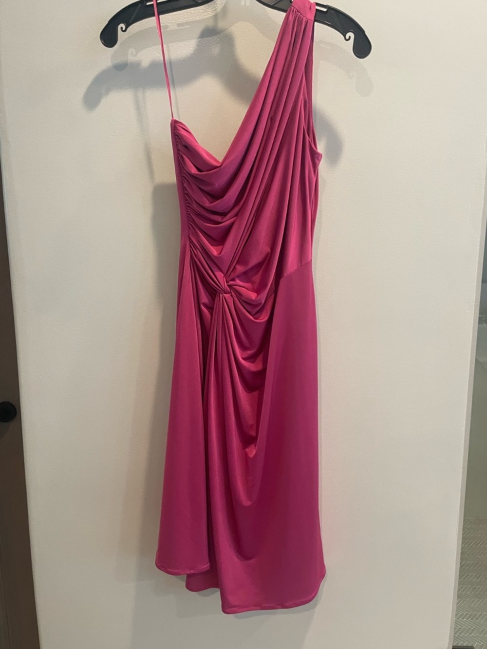 JS Boutique Hot Pink One-Shoulder Draped Cocktail Dress